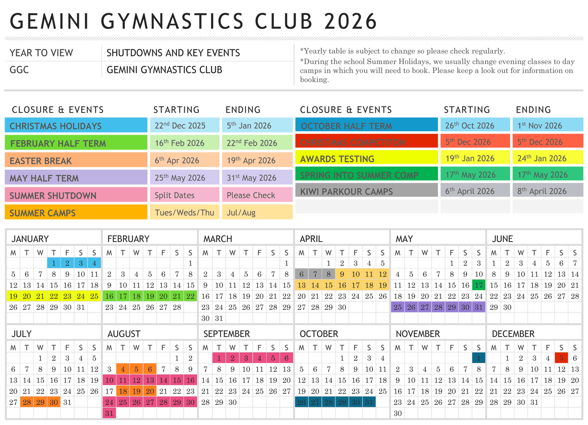 gemini timetable yearly